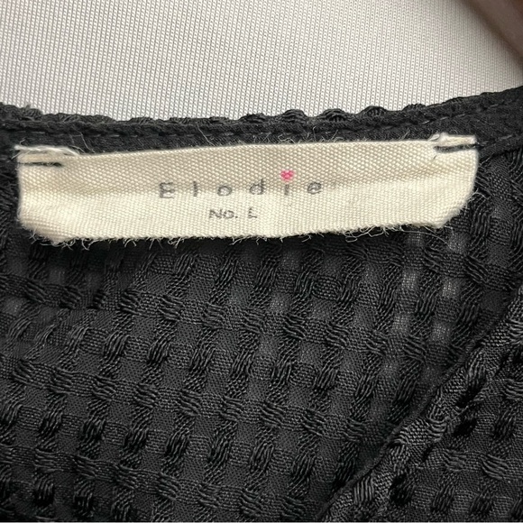 Elodie Black Sheer Checkered Pattern Sleeveless Crop Top - Picture 9 of 9